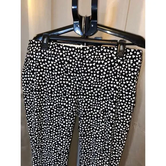 J.Crew Mercantile Heart Print Ankle Pants Size 12 Side Zip Cropped - Picture 3 of 8